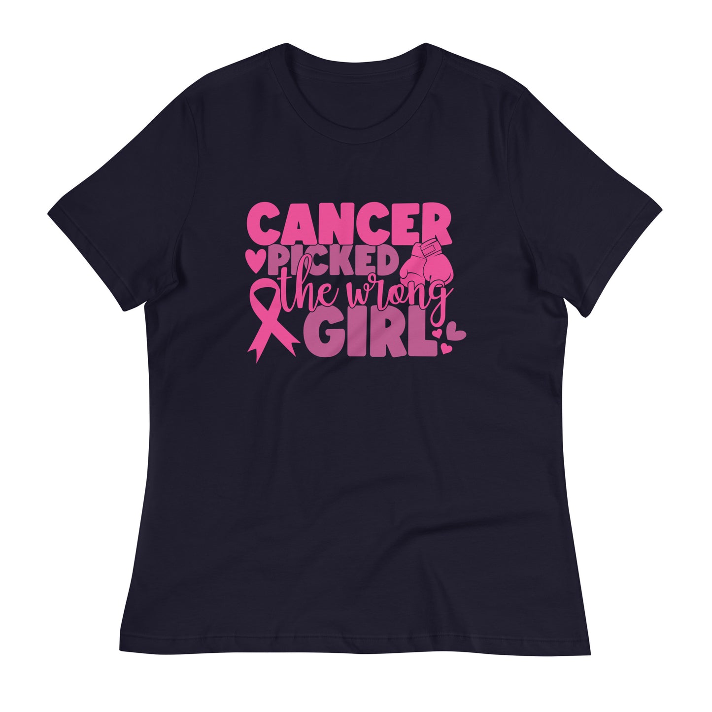 Cancer Picked the Wrong Girl Breast Cancer Awareness Bella Canvas Relaxed Women's T-Shirt