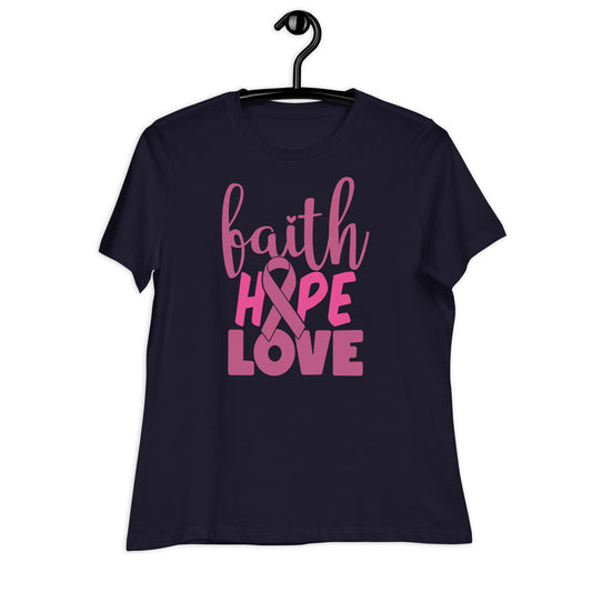 Faith Hope Love Breast Cancer Awareness Bella Canvas Relaxed Women's T-Shirt