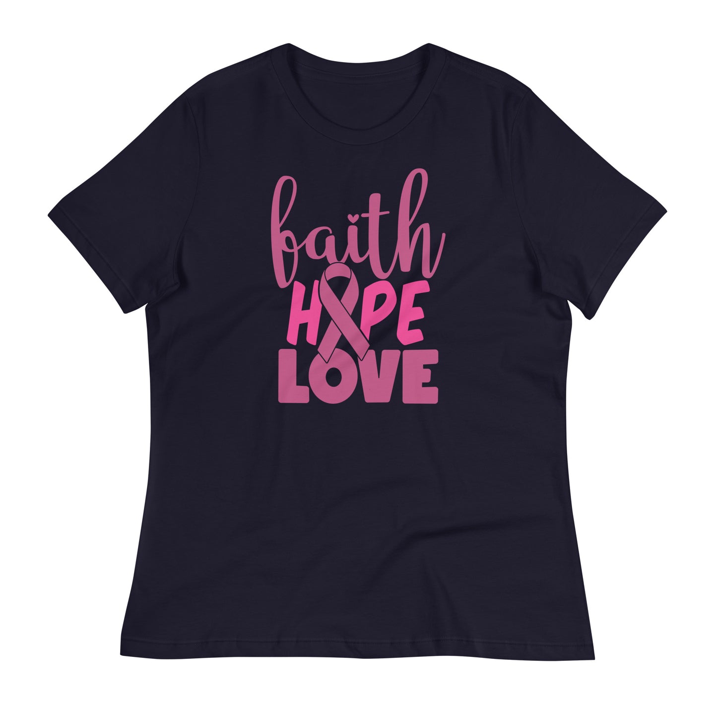 Faith Hope Love Breast Cancer Awareness Bella Canvas Relaxed Women's T-Shirt