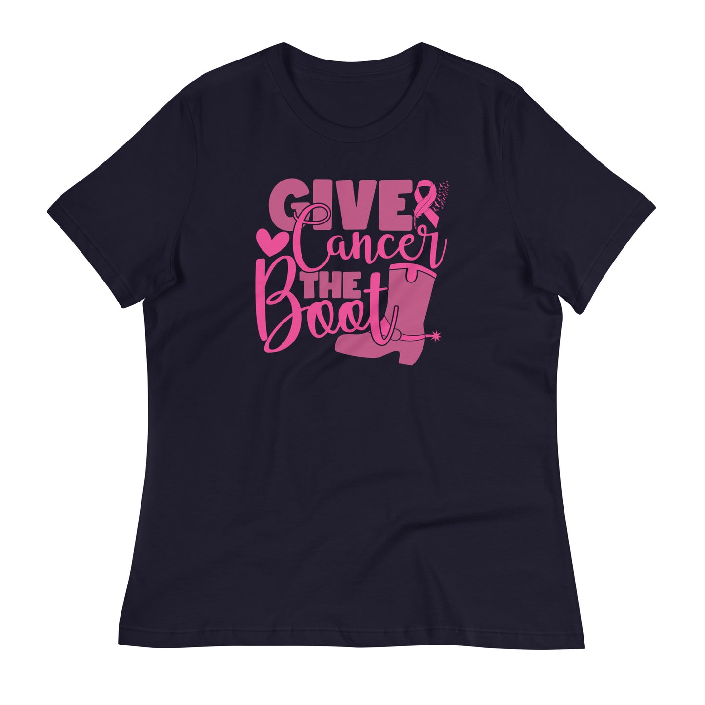 Give Cancer The Boot Breast Cancer Awareness Bella Canvas Relaxed Women's T-Shirt
