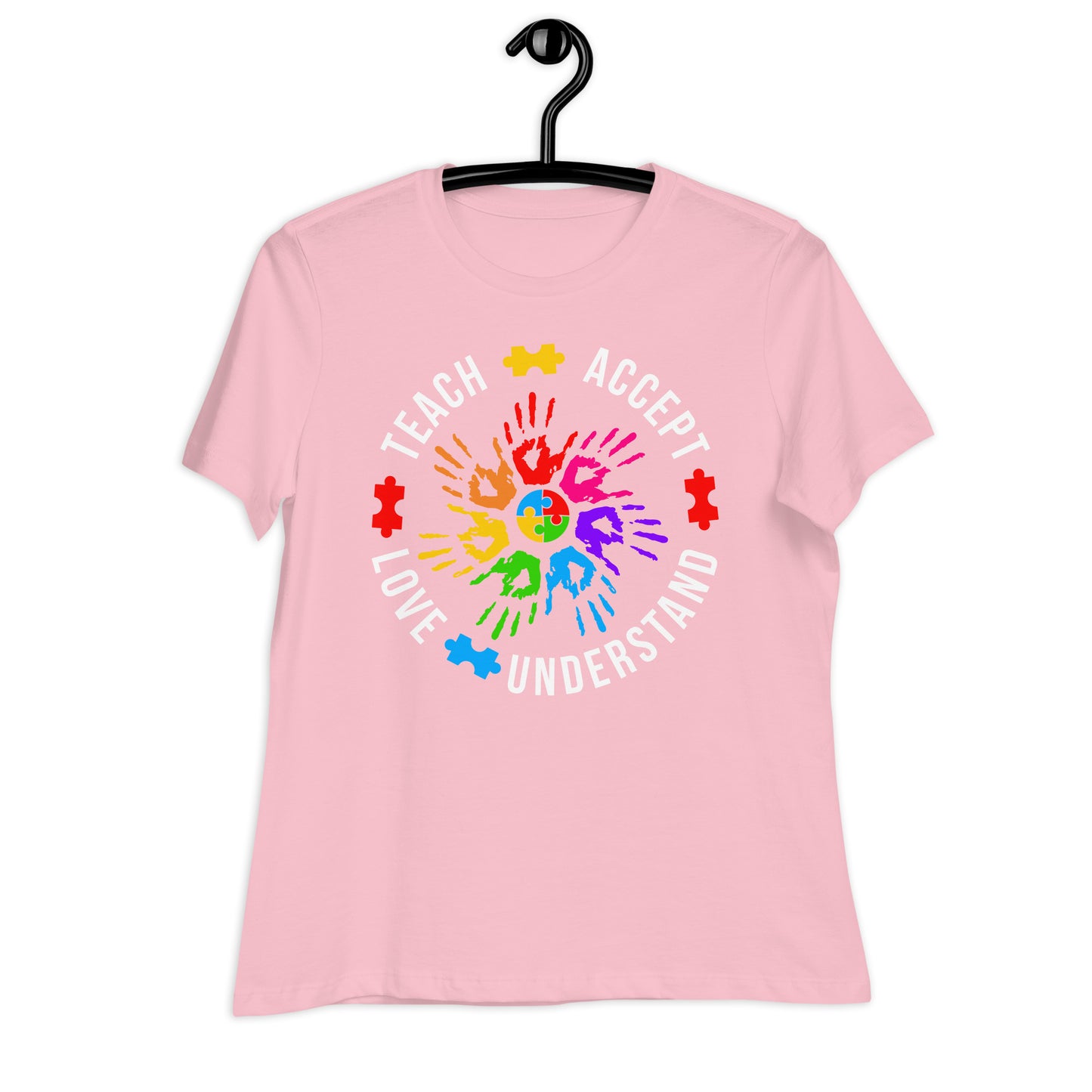 Teach Accept Understand Love Autism Bella Canvas Relaxed Women's T-Shirt