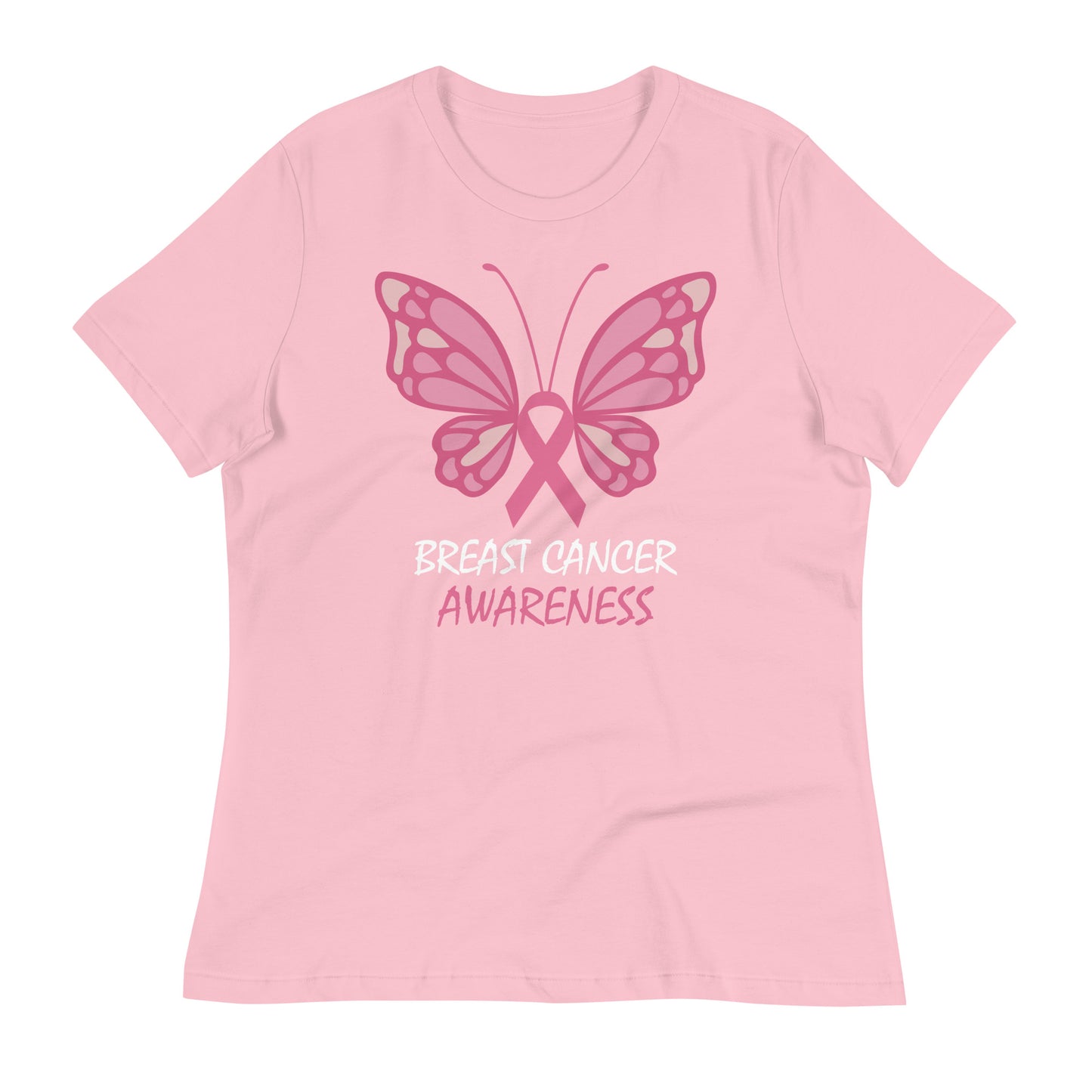 Breast Cancer Awareness Butterfly Bella Canvas Relaxed Women's T-Shirt