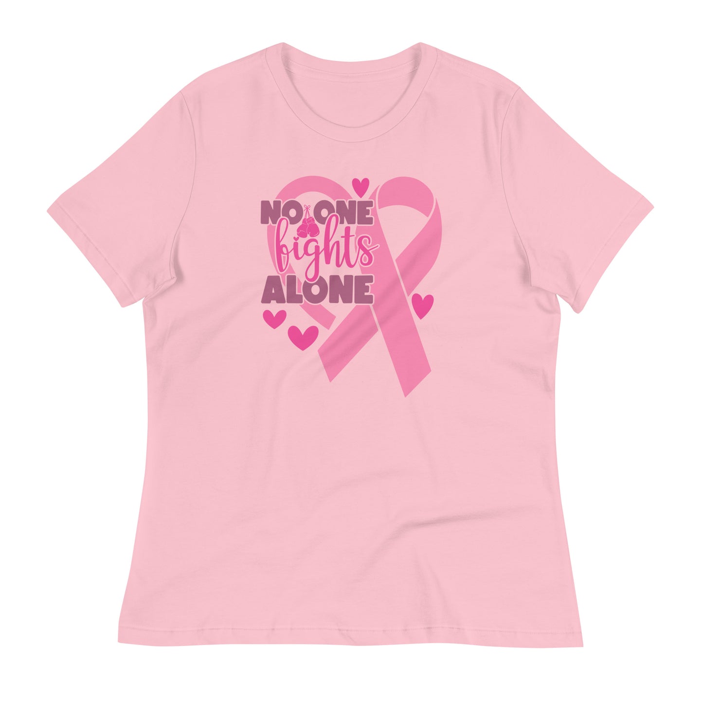 No Fights Alone Breast Cancer Awareness Bella Canvas Relaxed Women's T-Shirt