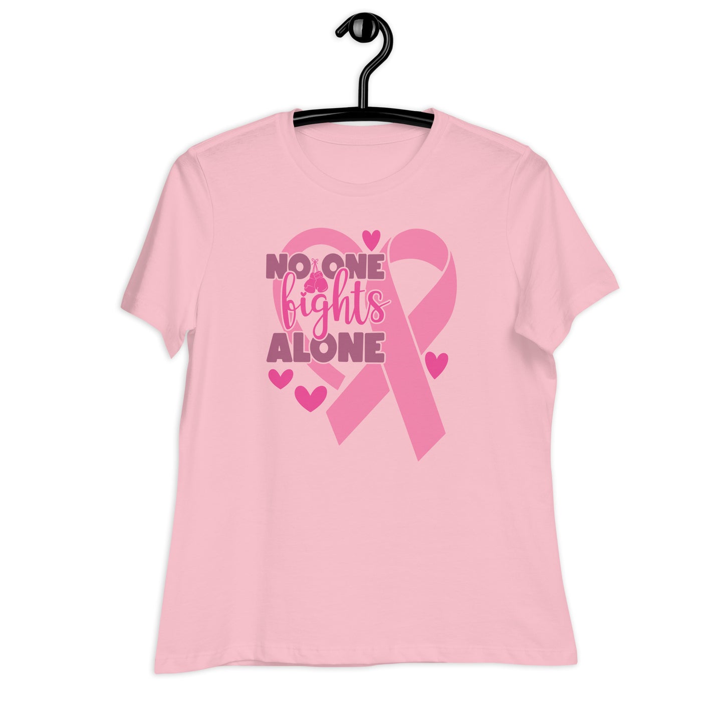 No Fights Alone Breast Cancer Awareness Bella Canvas Relaxed Women's T-Shirt