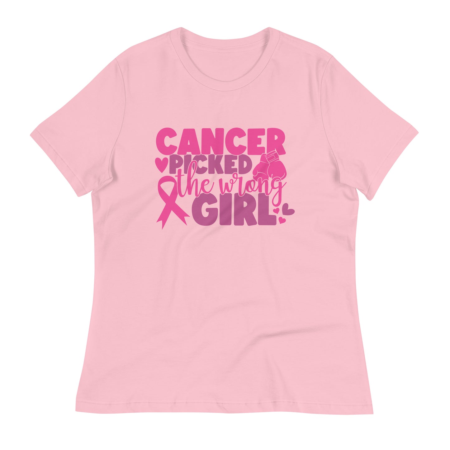 Cancer Picked the Wrong Girl Breast Cancer Awareness Bella Canvas Relaxed Women's T-Shirt