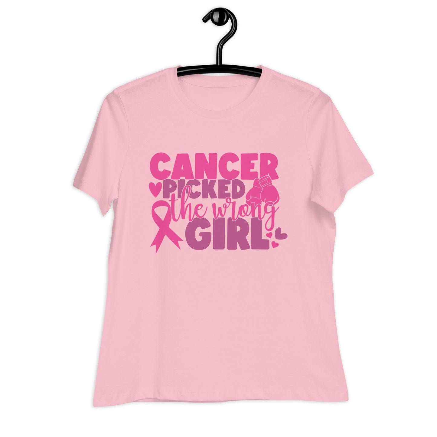 Cancer Picked the Wrong Girl Breast Cancer Awareness Bella Canvas Relaxed Women's T-Shirt