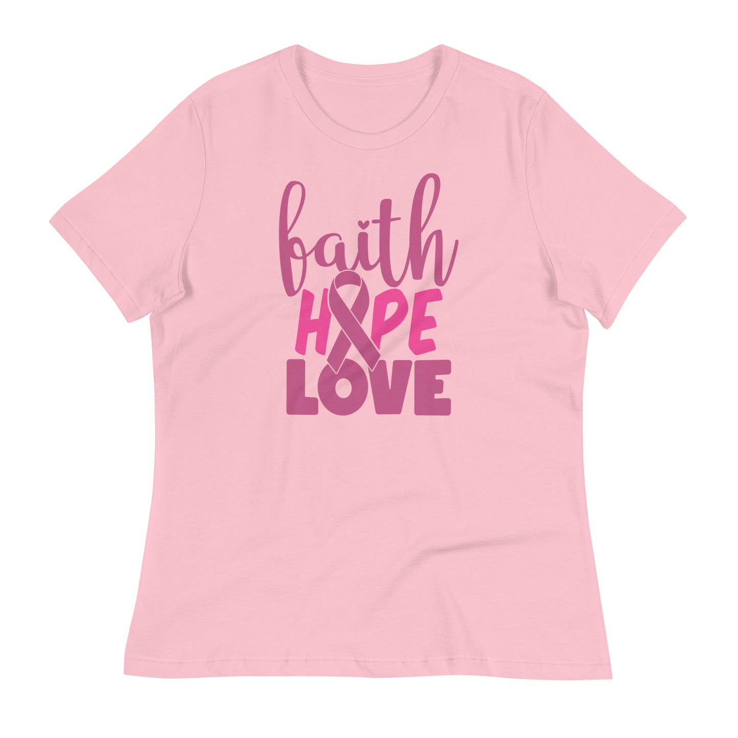 Faith Hope Love Breast Cancer Awareness Bella Canvas Relaxed Women's T-Shirt