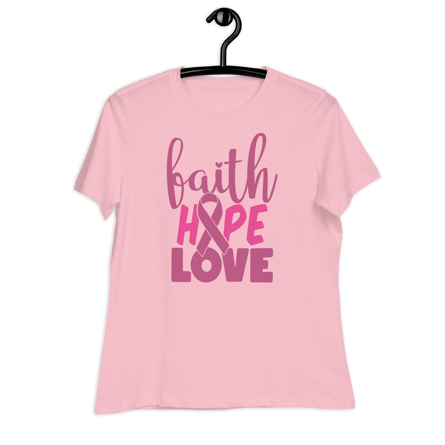 Faith Hope Love Breast Cancer Awareness Bella Canvas Relaxed Women's T-Shirt