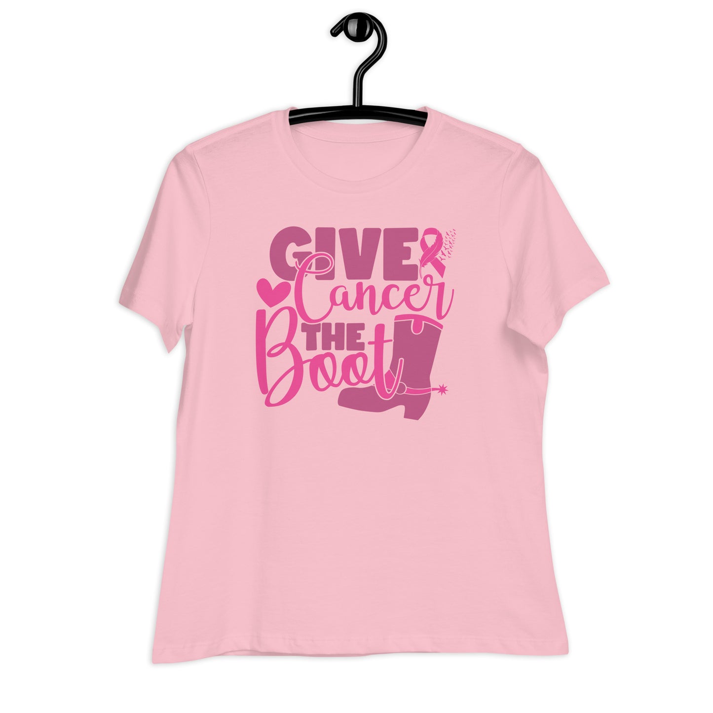 Give Cancer The Boot Breast Cancer Awareness Bella Canvas Relaxed Women's T-Shirt