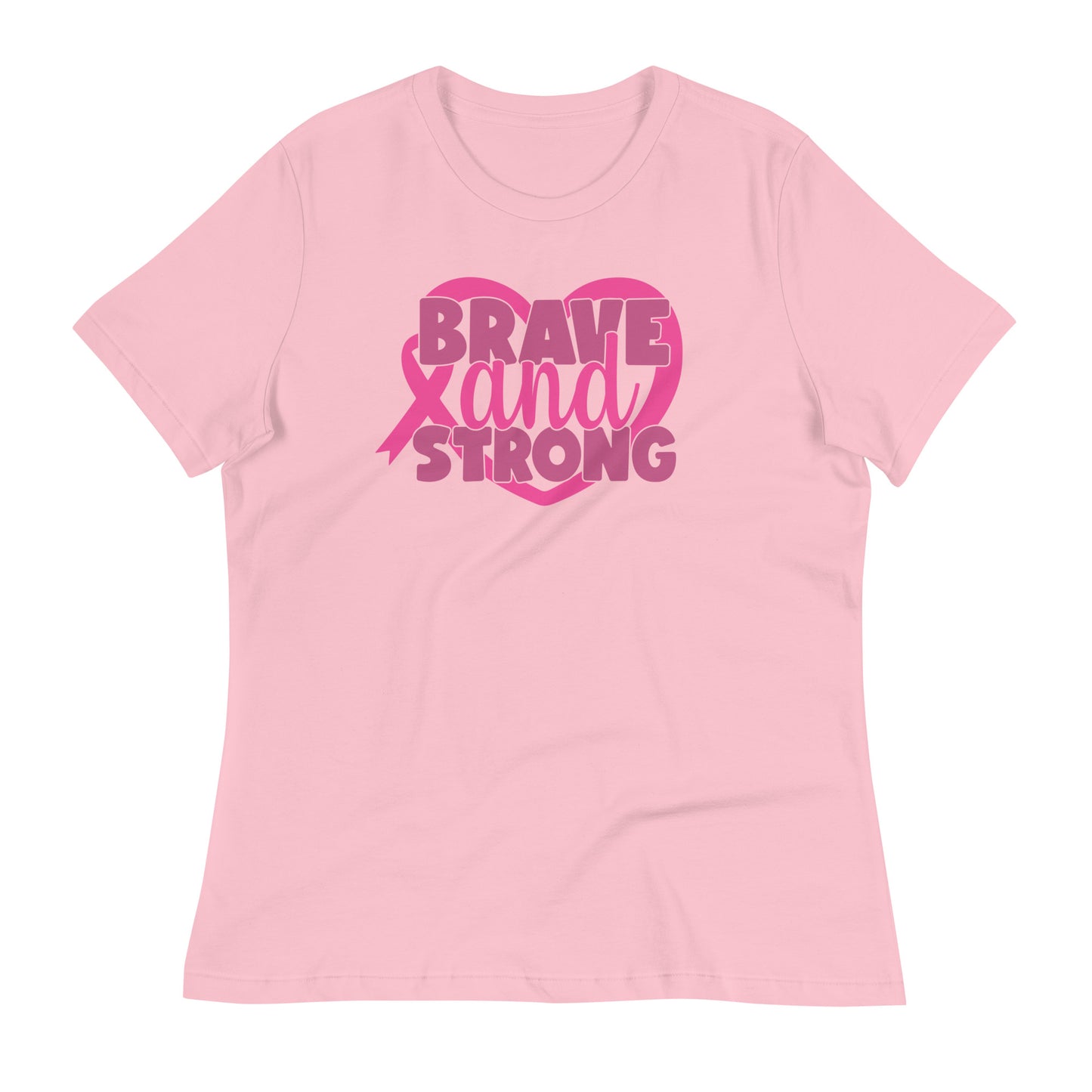 Brave and Strong Breast Cancer Awareness Bella Canvas Relaxed Women's T-Shirt