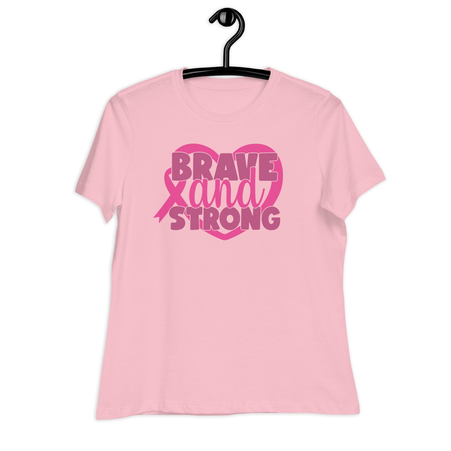Brave and Strong Breast Cancer Awareness Bella Canvas Relaxed Women's T-Shirt