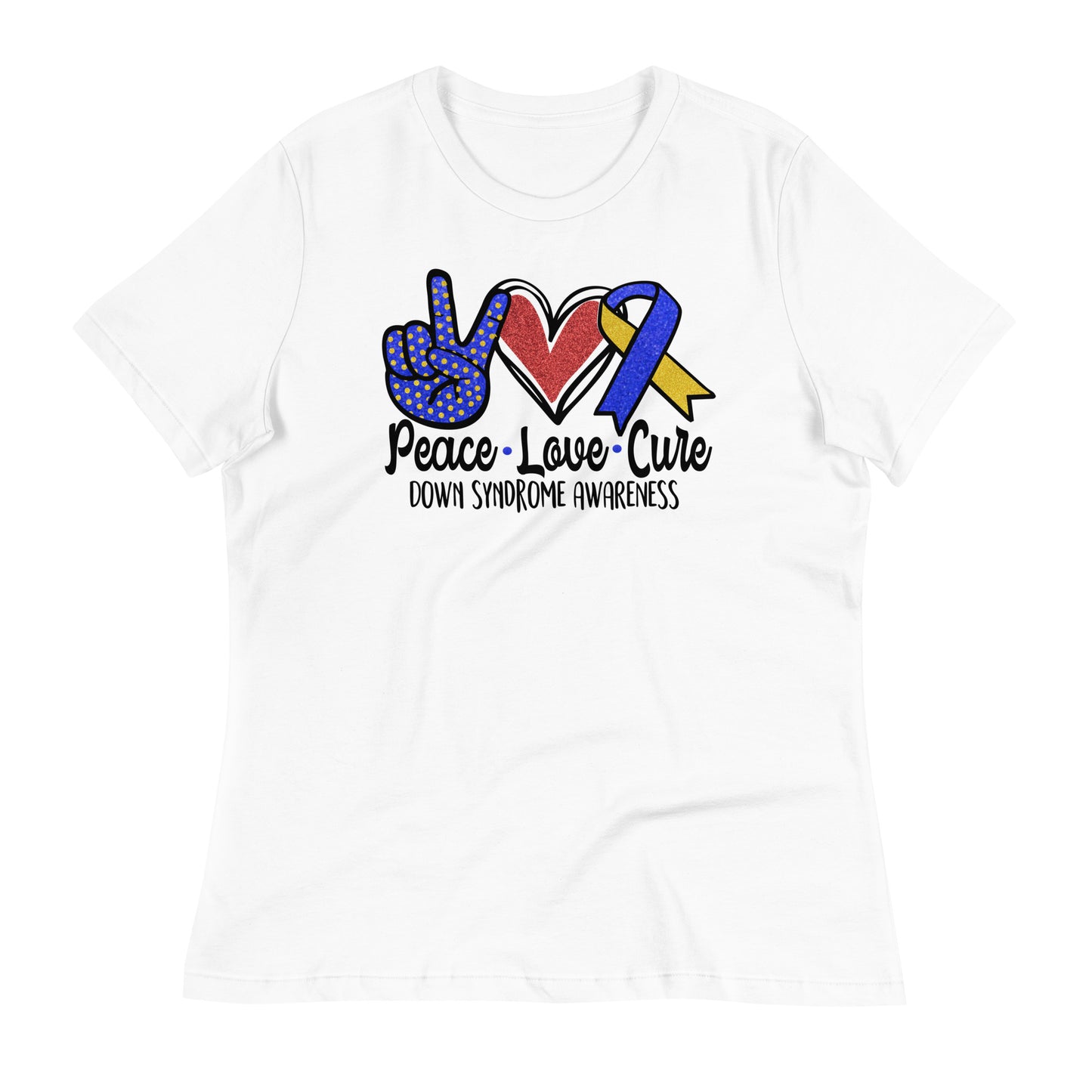 Peace Love Cure Down Syndrome Awareness Bella Canvas Relaxed Women's T-Shirt