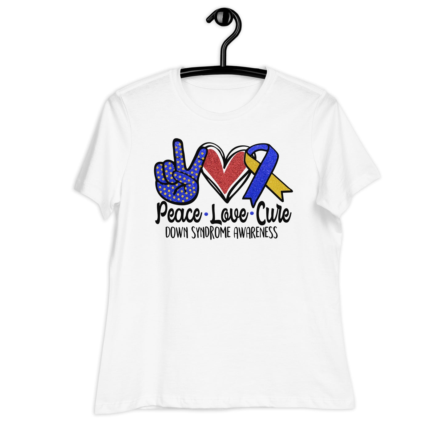 Peace Love Cure Down Syndrome Awareness Bella Canvas Relaxed Women's T-Shirt