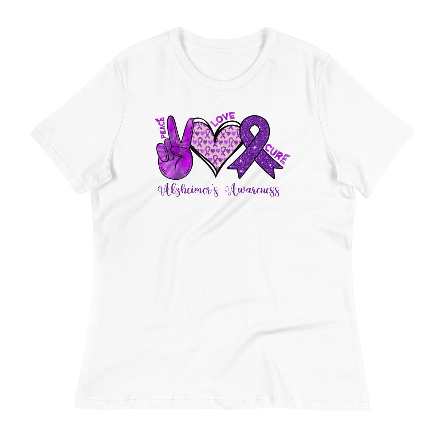 Peace Love Cure Alzheimer's Awareness Bella Canvas Relaxed Women's T-Shirt