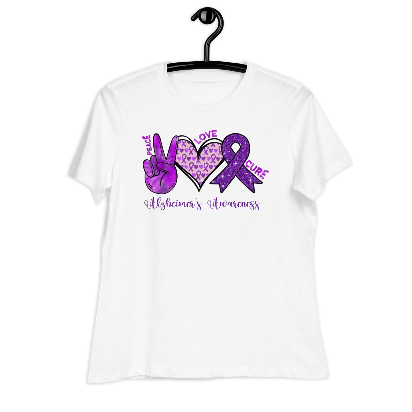 Peace Love Cure Alzheimer's Awareness Bella Canvas Relaxed Women's T-Shirt