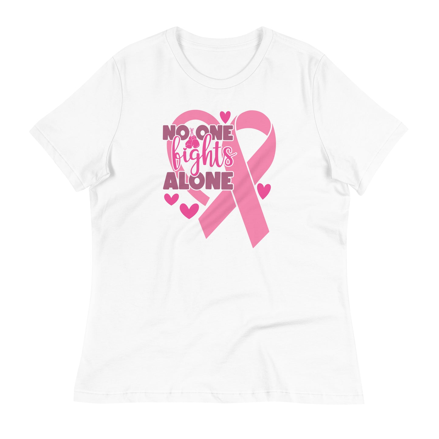 No Fights Alone Breast Cancer Awareness Bella Canvas Relaxed Women's T-Shirt