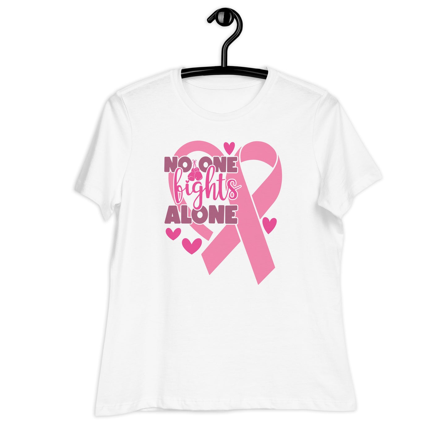 No Fights Alone Breast Cancer Awareness Bella Canvas Relaxed Women's T-Shirt