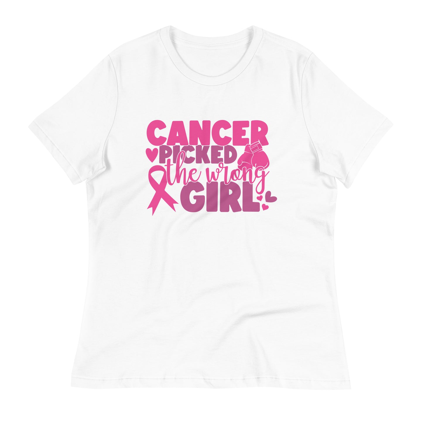 Cancer Picked the Wrong Girl Breast Cancer Awareness Bella Canvas Relaxed Women's T-Shirt