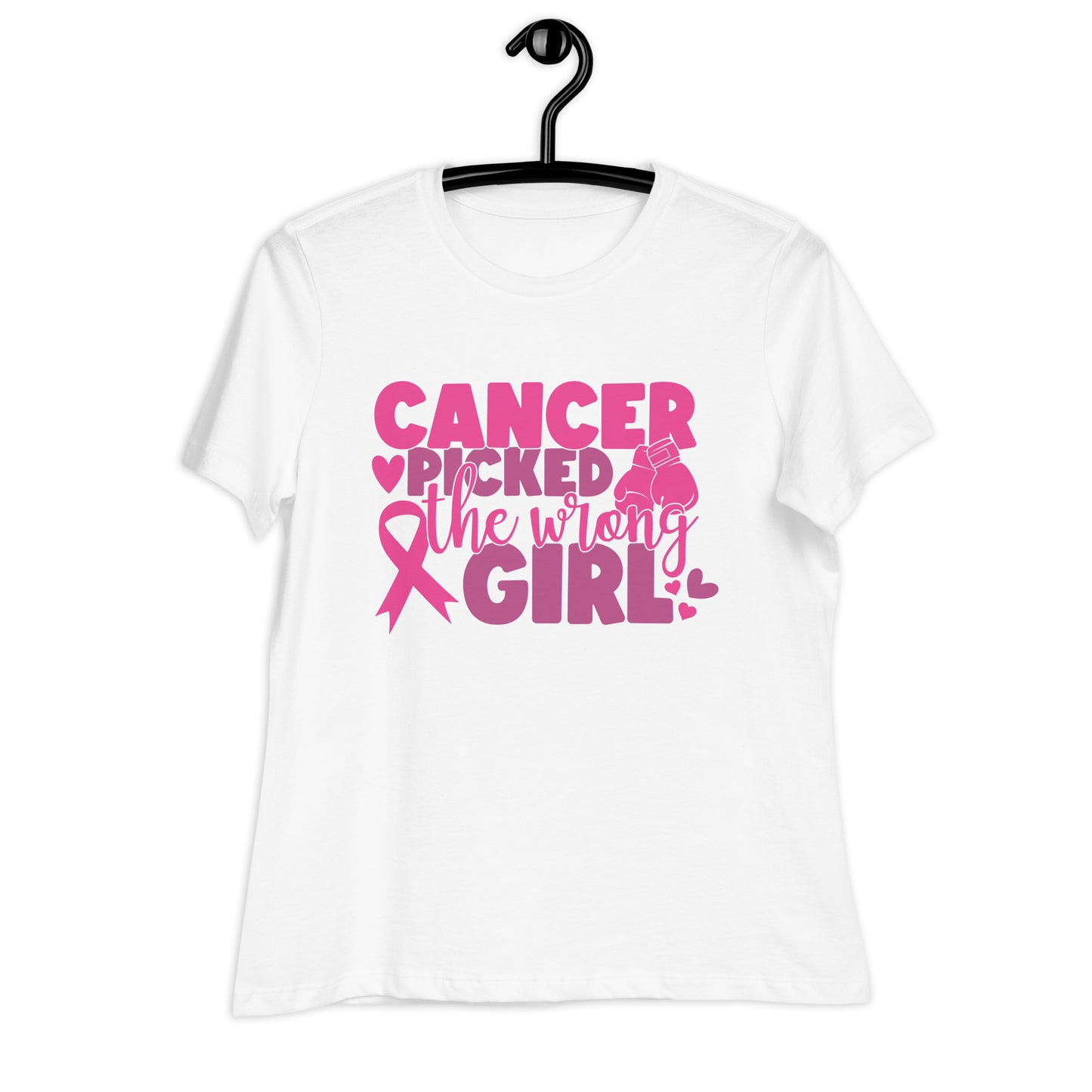 Cancer Picked the Wrong Girl Breast Cancer Awareness Bella Canvas Relaxed Women's T-Shirt