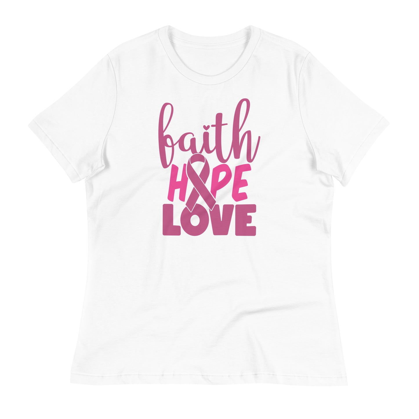 Faith Hope Love Breast Cancer Awareness Bella Canvas Relaxed Women's T-Shirt