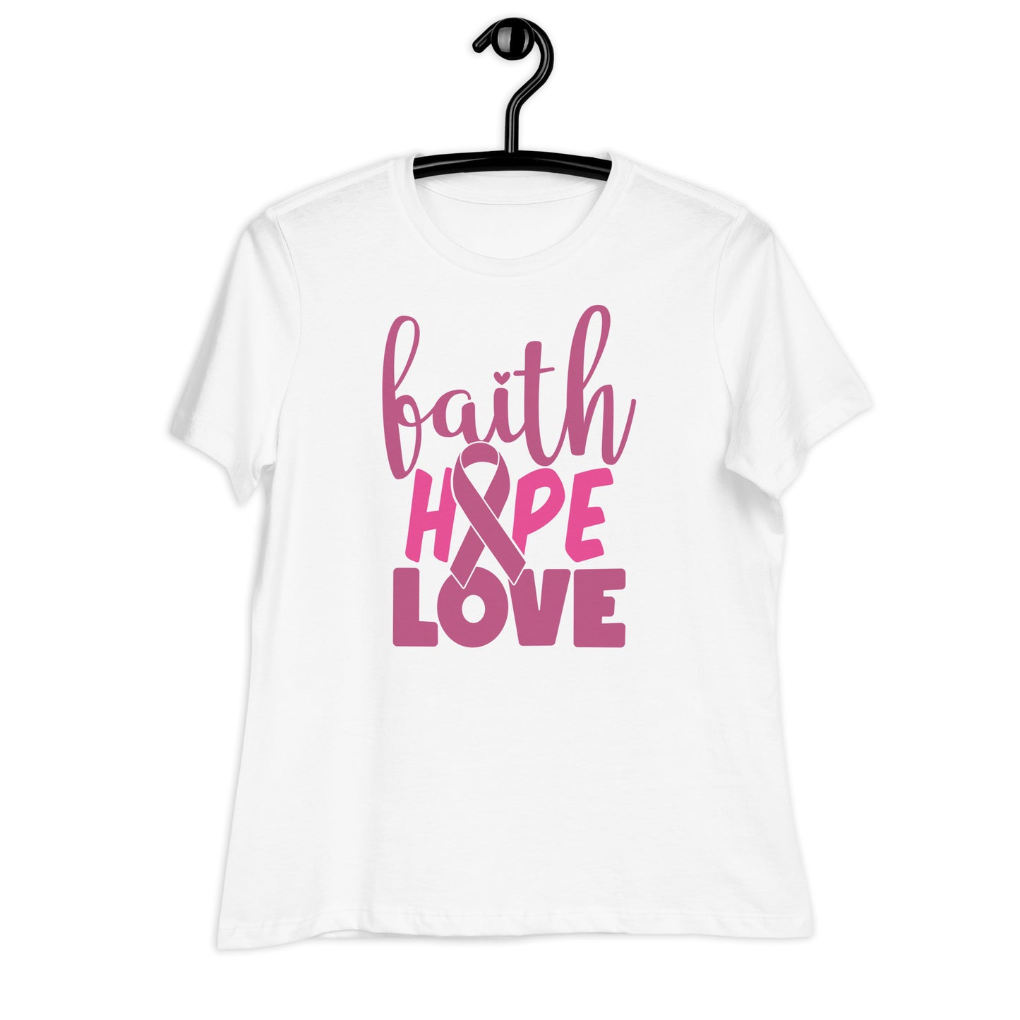 Faith Hope Love Breast Cancer Awareness Bella Canvas Relaxed Women's T-Shirt
