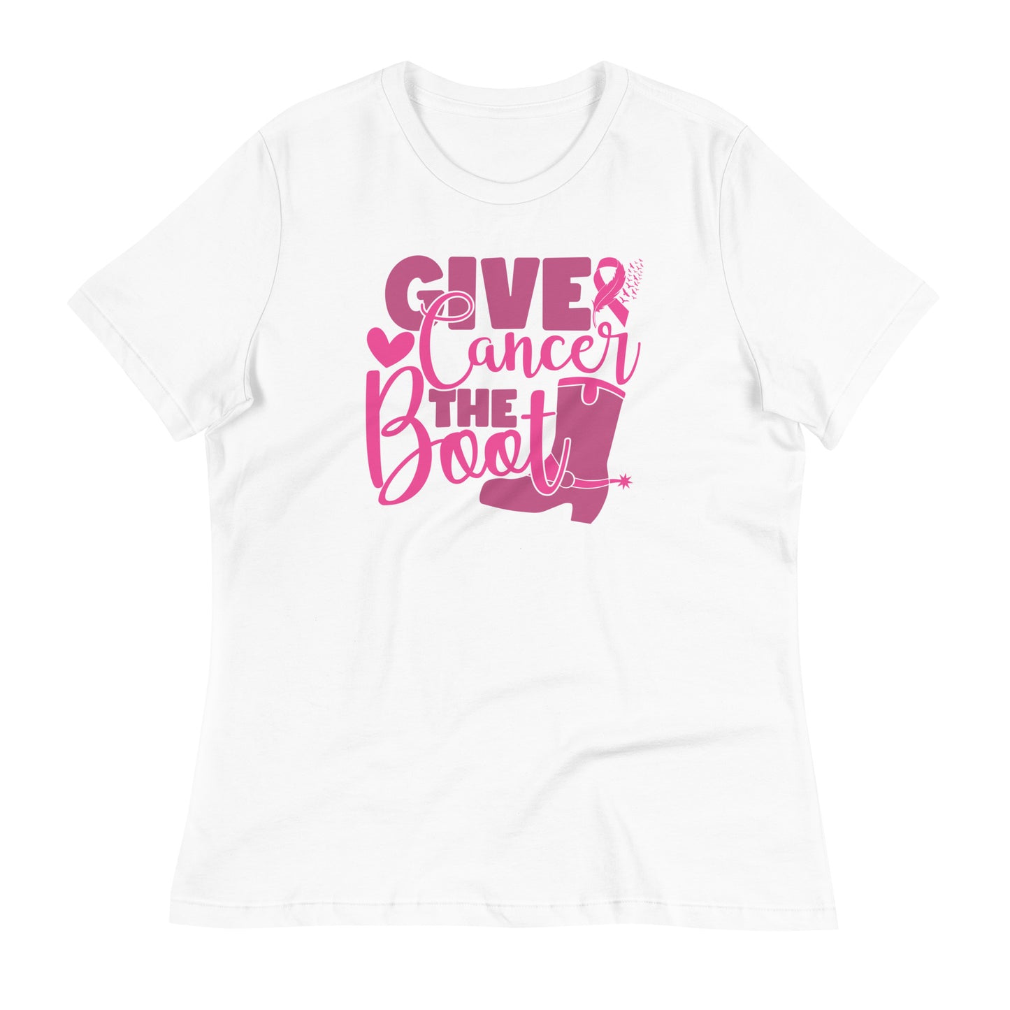 Give Cancer The Boot Breast Cancer Awareness Bella Canvas Relaxed Women's T-Shirt