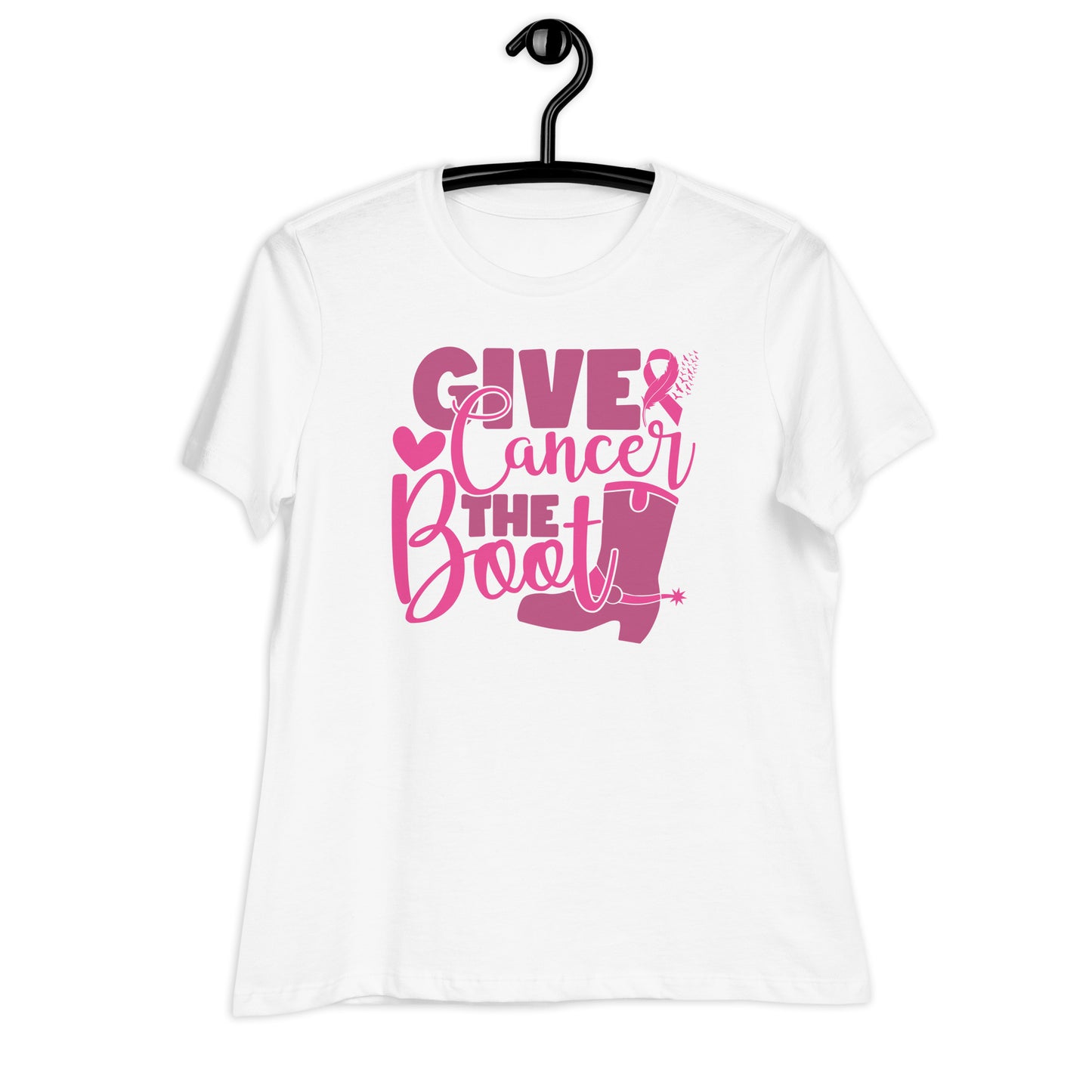 Give Cancer The Boot Breast Cancer Awareness Bella Canvas Relaxed Women's T-Shirt