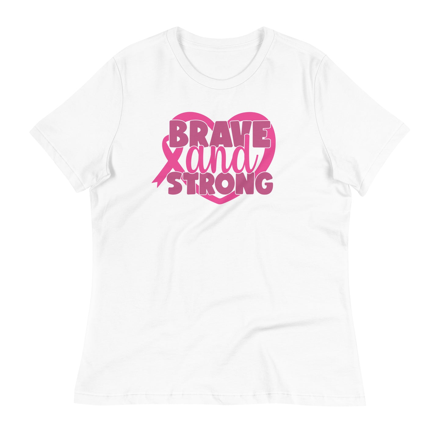 Brave and Strong Breast Cancer Awareness Bella Canvas Relaxed Women's T-Shirt