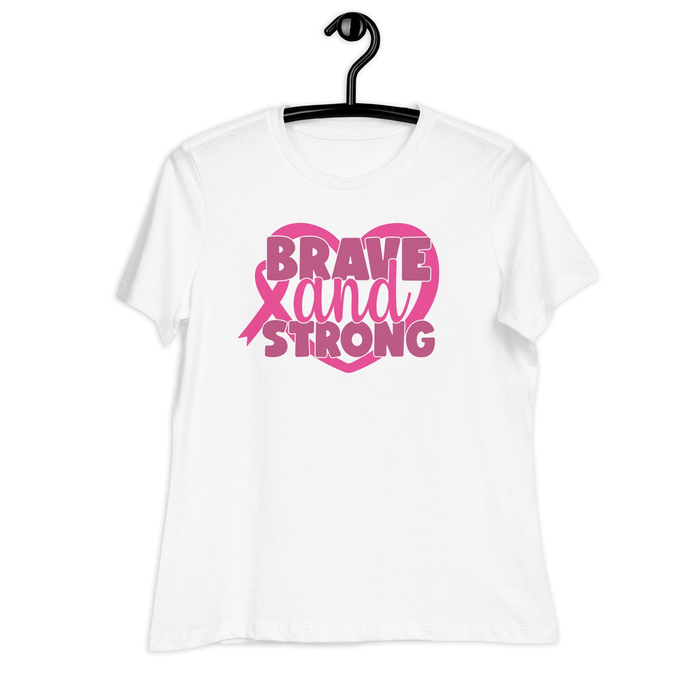 Brave and Strong Breast Cancer Awareness Bella Canvas Relaxed Women's T-Shirt