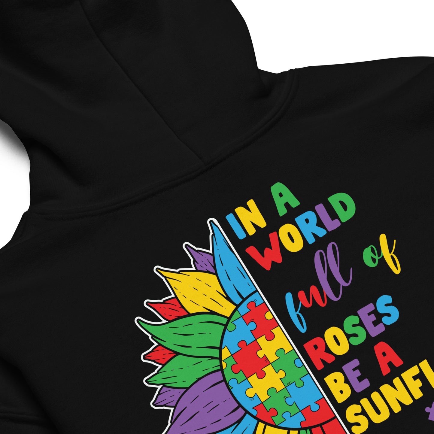 In a World Full of Roses Be a Sunflower Autism Acceptance Classic Gildan Youth Hoodie