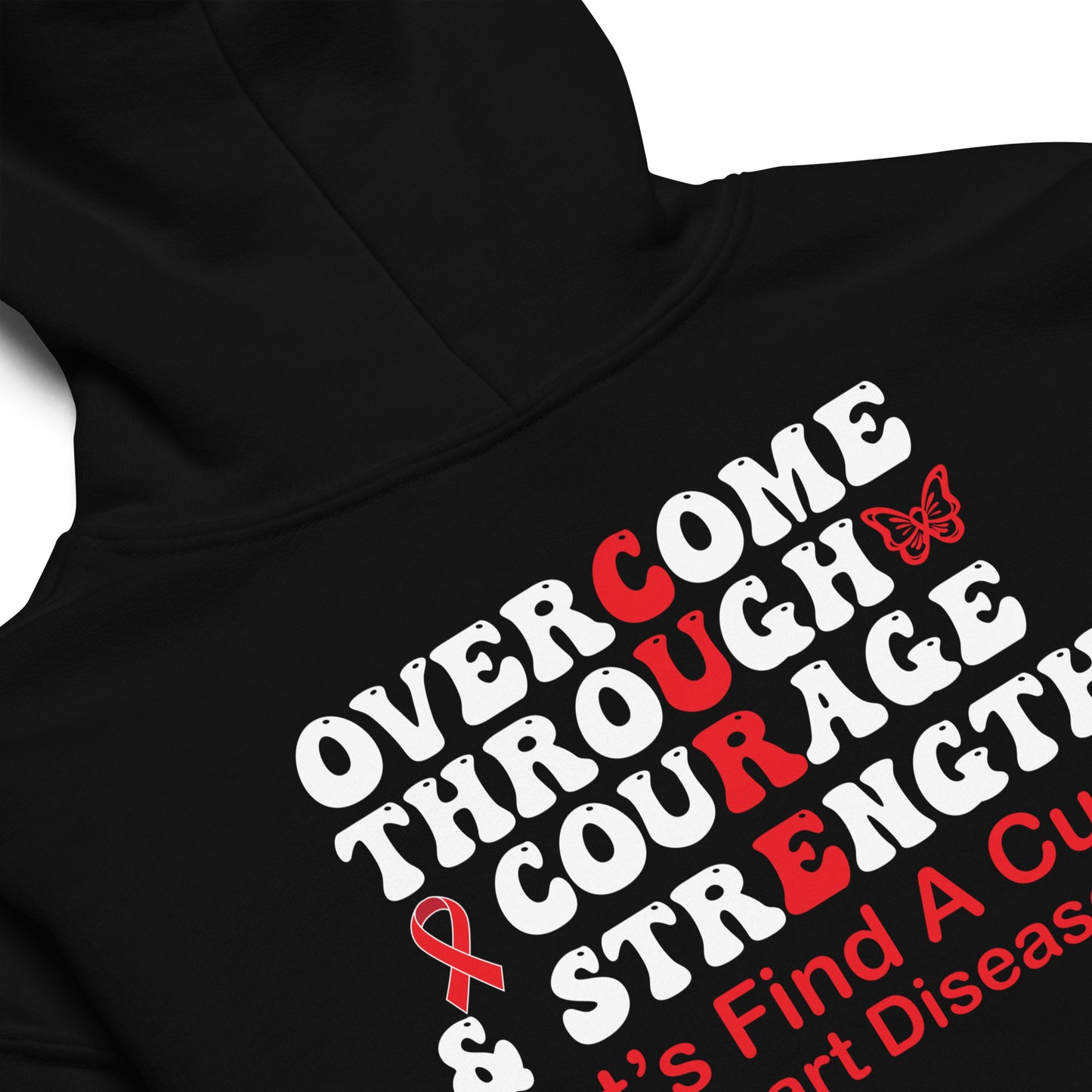 Overcome Through Courage and Strength Heart Disease Awareness Classic Gildan Youth Hoodie
