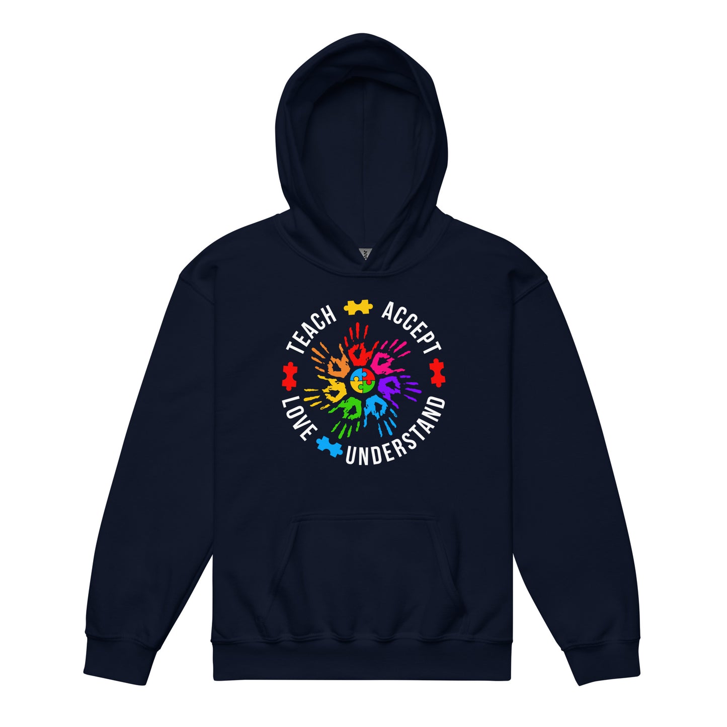 Teach Accept Understand Love Autism Classic Gildan Youth Hoodie
