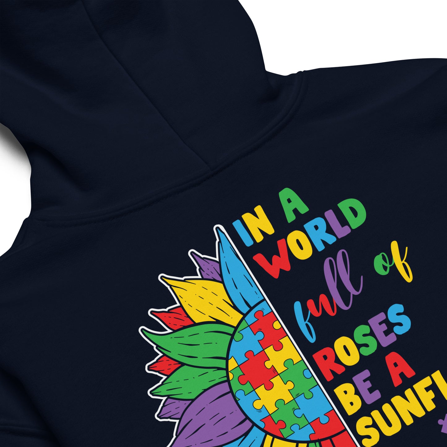 In a World Full of Roses Be a Sunflower Autism Acceptance Classic Gildan Youth Hoodie