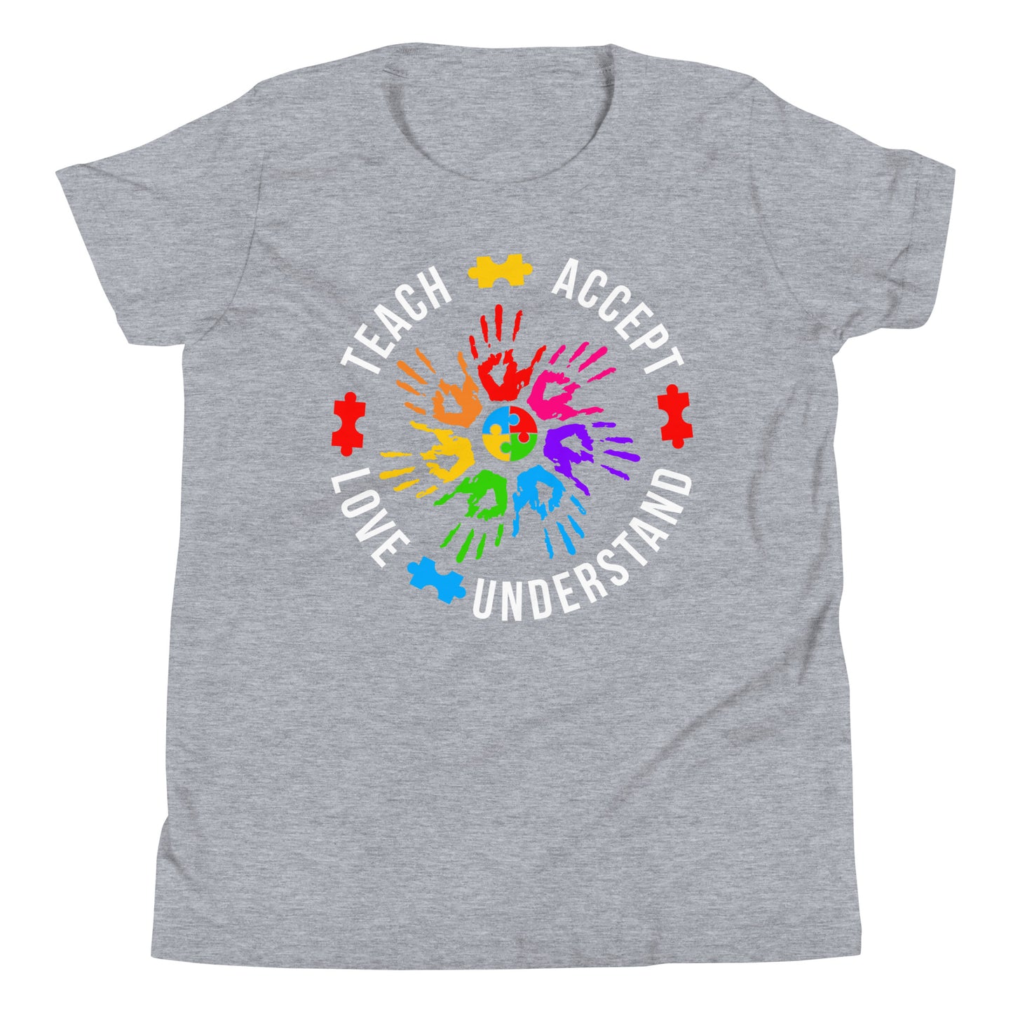 Teach Accept Understand Love Autism Bella Canvas Youth T-Shirt