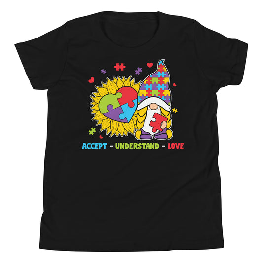 Autism Gnome Accept Understand Love Quality Cotton Bella Canvas Youth T-Shirt