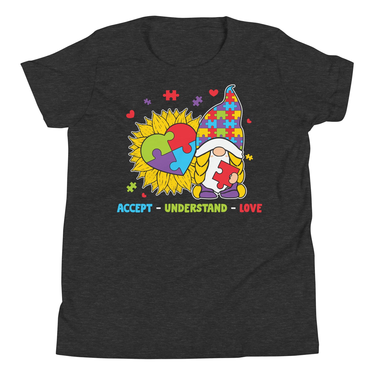 Autism Gnome Accept Understand Love Quality Cotton Bella Canvas Youth T-Shirt
