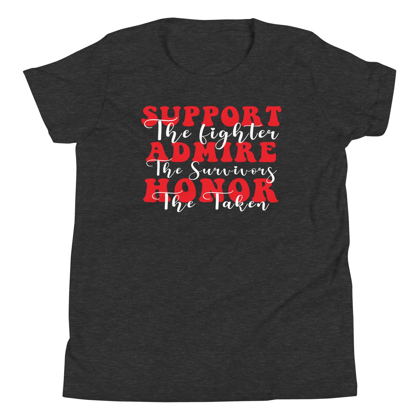 Support Admire Honor Heart Disease Awareness Quality Cotton Bella Canvas Youth T-Shirt