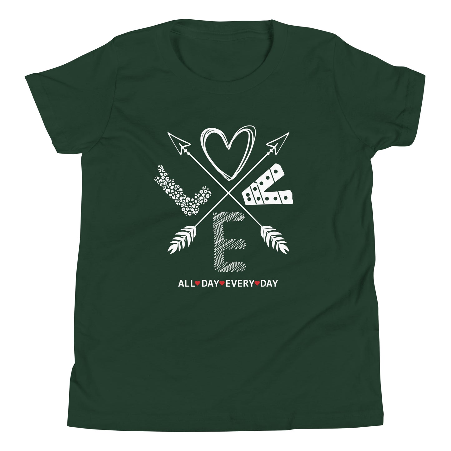 Love All Day Every Day Quality Cotton Bella Canvas Youth T-Shirt