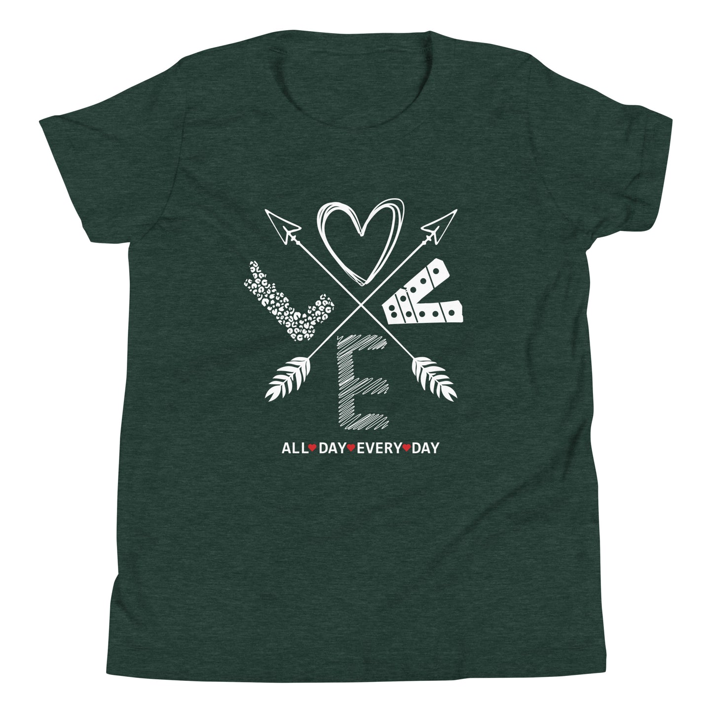 Love All Day Every Day Quality Cotton Bella Canvas Youth T-Shirt