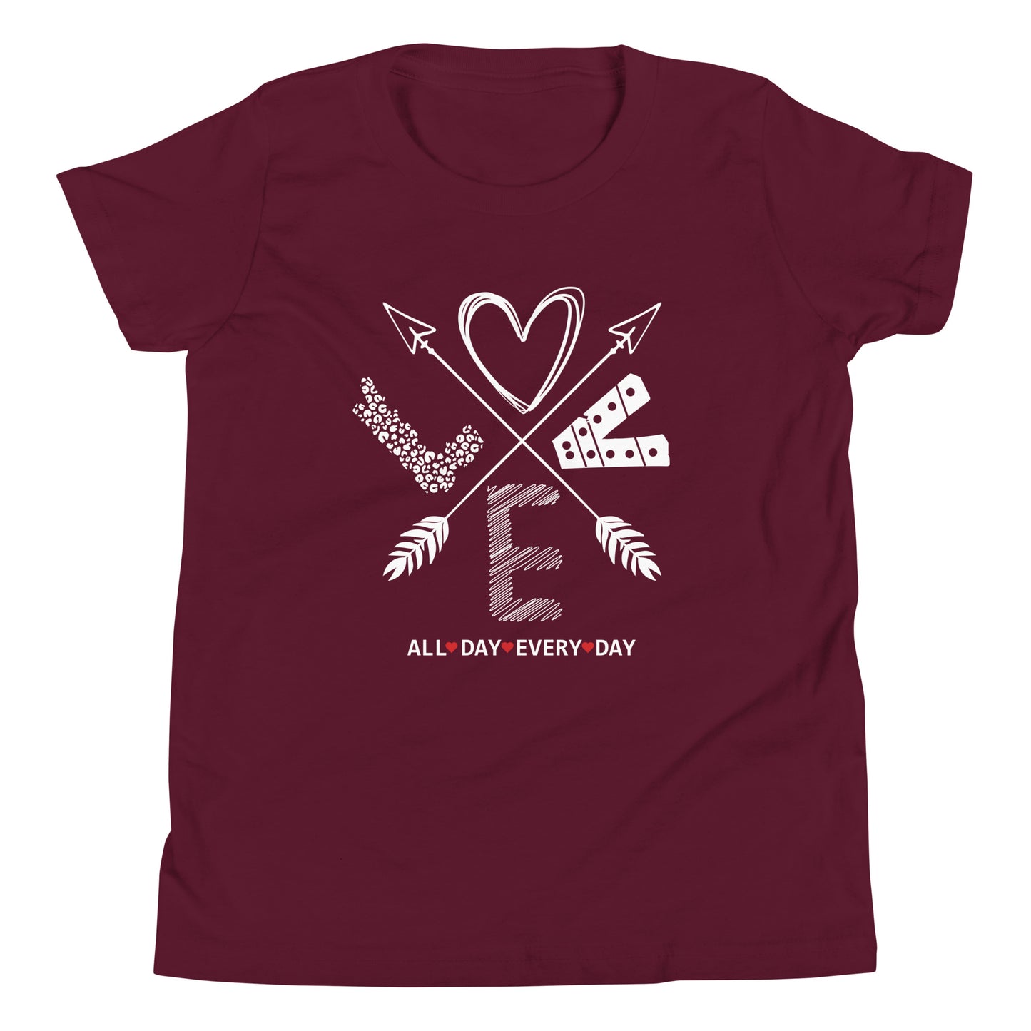 Love All Day Every Day Quality Cotton Bella Canvas Youth T-Shirt