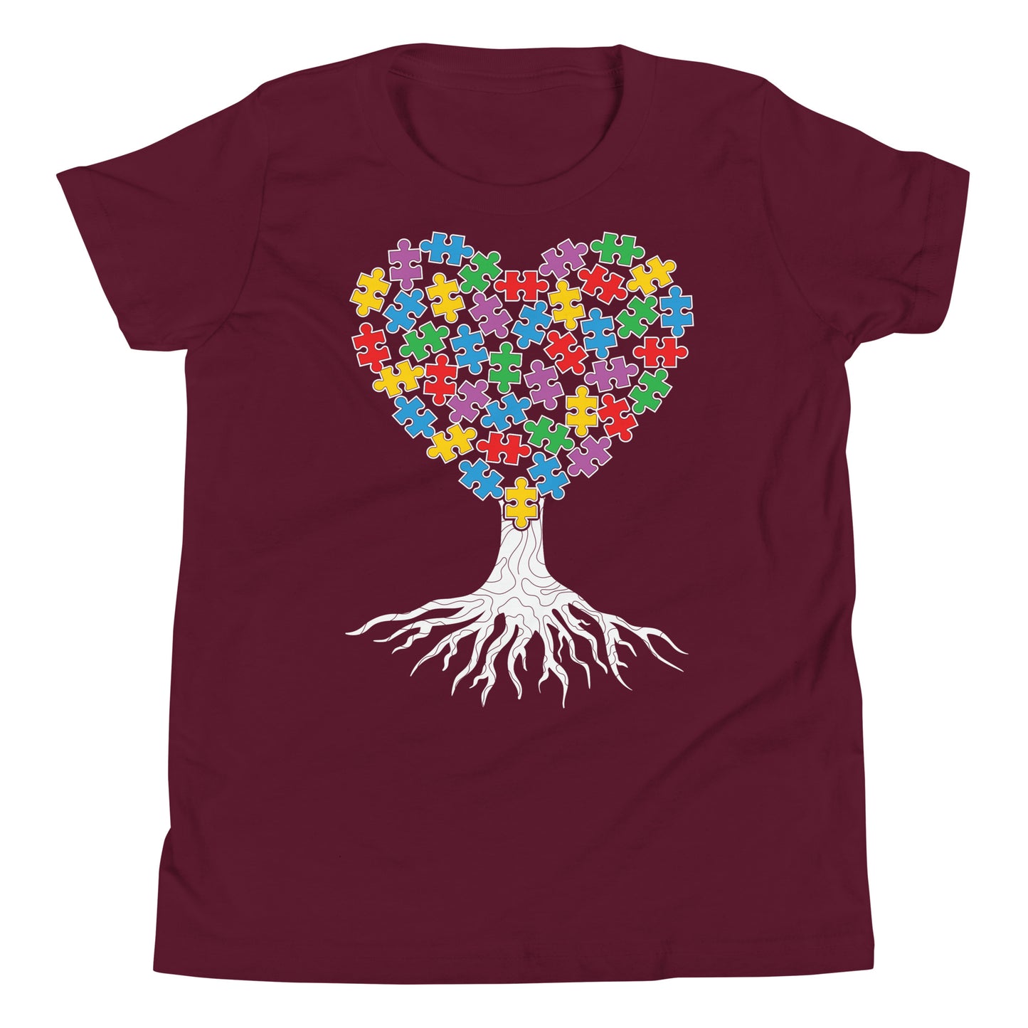 Autism Acceptance Heart Tree Quality Cotton Bella Canvas Youth T-Shirt