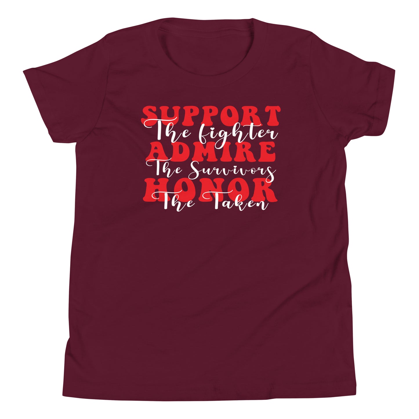 Support Admire Honor Heart Disease Awareness Quality Cotton Bella Canvas Youth T-Shirt