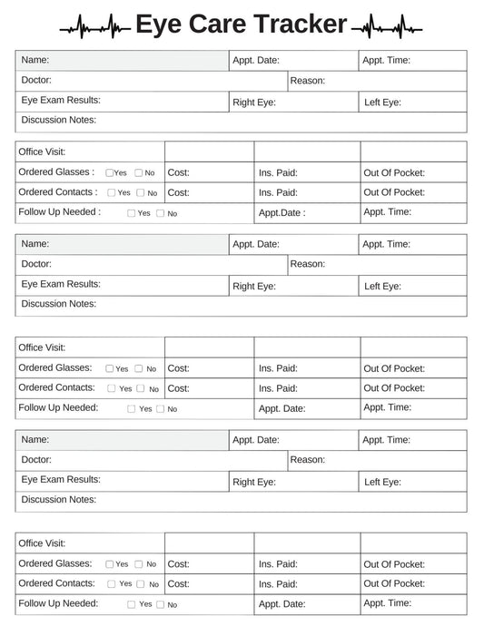 Eye Care Tracker Sheet
