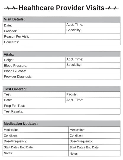 Set of 3 Healthcare Provider Visits Sheet's