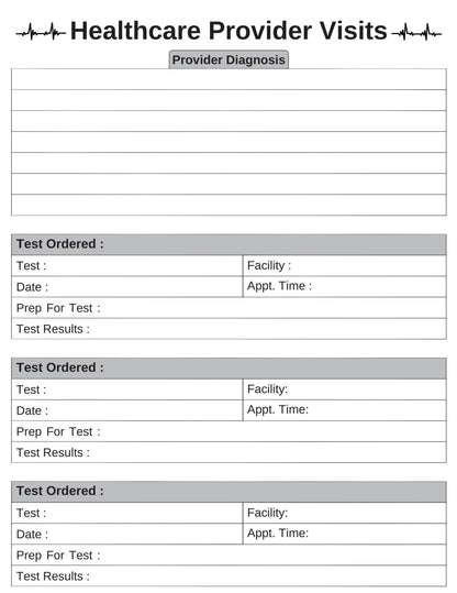 Set of 3 Healthcare Provider Visits Sheet's
