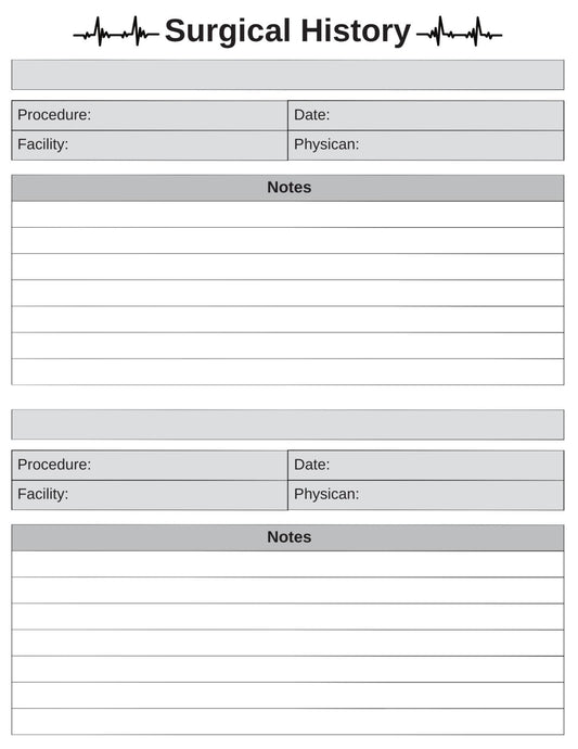 Surgical History Sheet