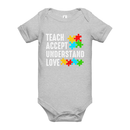 Autism Acceptance Together Quality Cotton Bella Canvas Baby Onesie