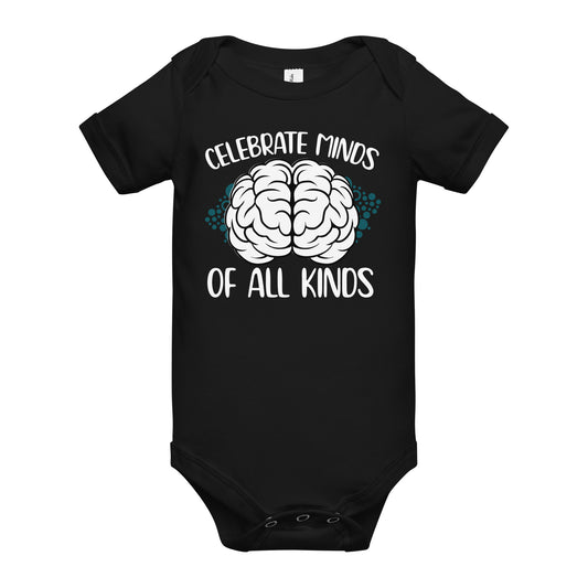 Celebrate Minds of All Kinds Quality Cotton Bella Canvas Baby Onesie