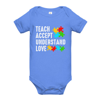 Autism Acceptance Together Quality Cotton Bella Canvas Baby Onesie