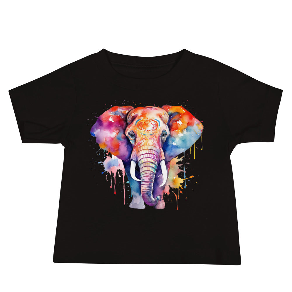 Watercolor Elephant Quality Cotton Bella Canvas Baby T-Shirt